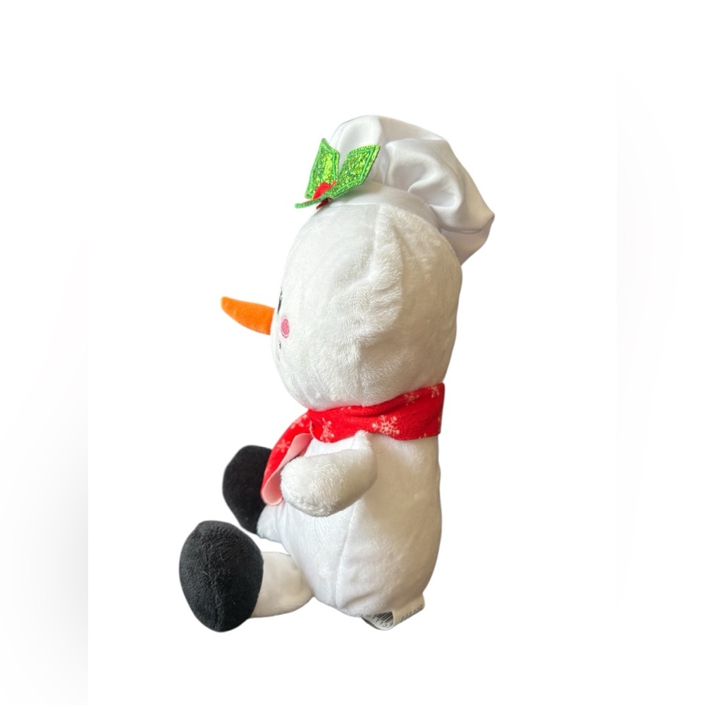 10” Holiday Bake Snowman Plush w Chef Hat Red Scarf Christmas Winter Stuffed Toy - Picture 2 of 6
